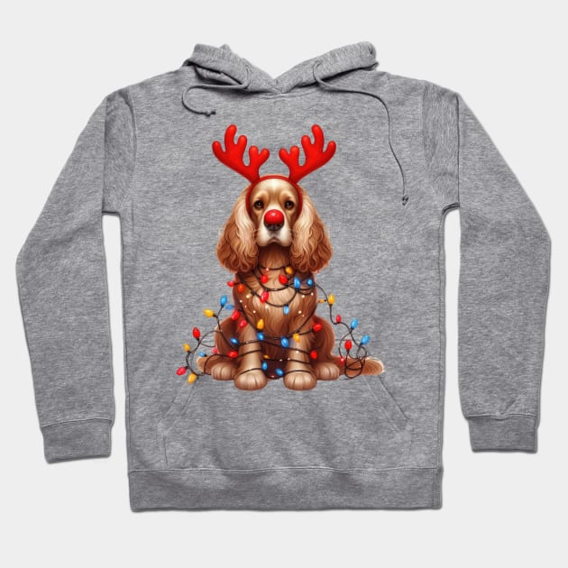 Christmas Red Nose Cocker Spaniel Dog Hoodie by Chromatic Fusion Studio